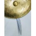 Shield Steel Hand Engraved Armor Battle Dhal Brass Polish with Sword Blade A848